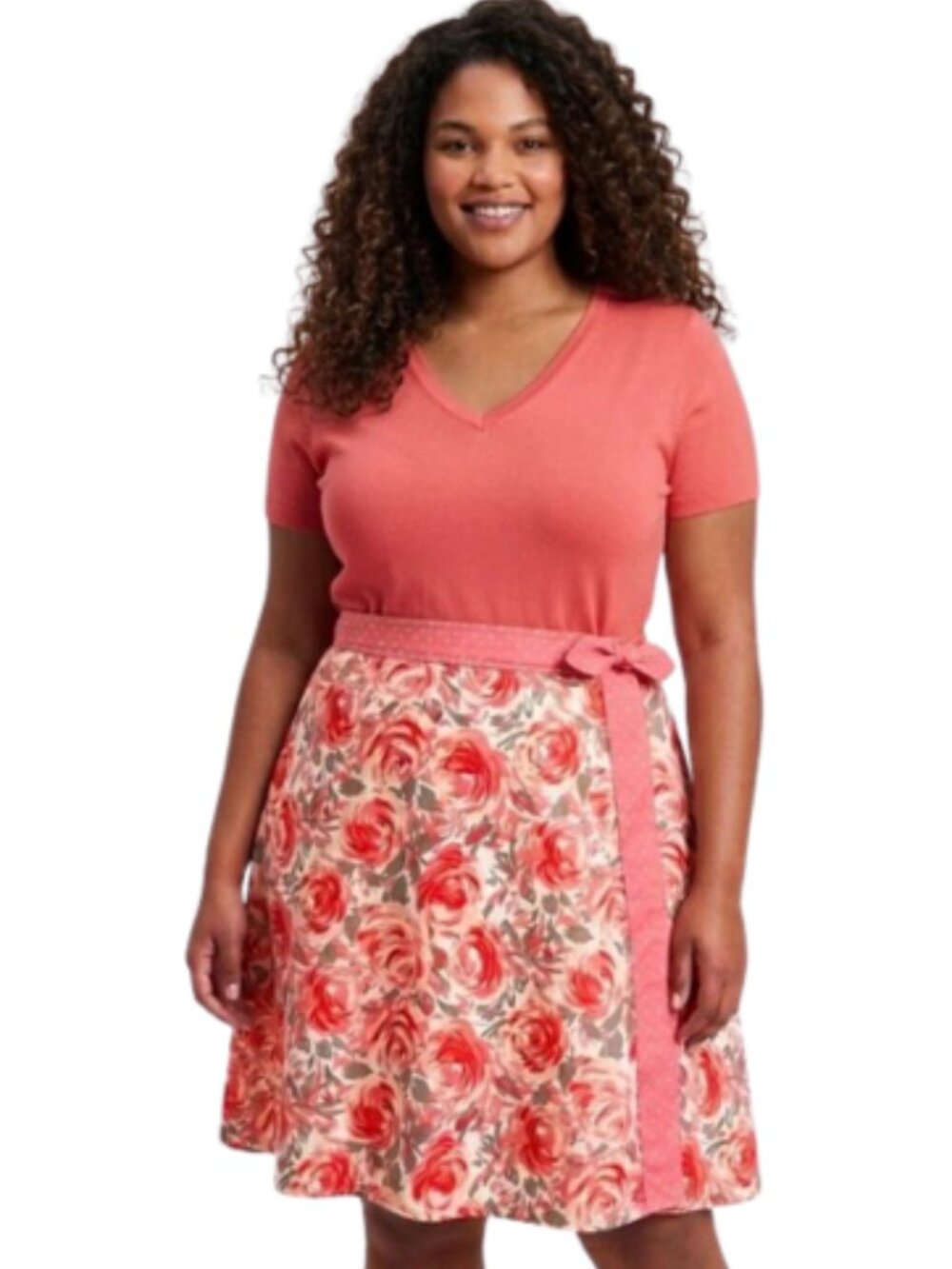 Boden SALE! Circle Wrap Skirt Floral Knee Length Lined Pinks Cotton, size 16L